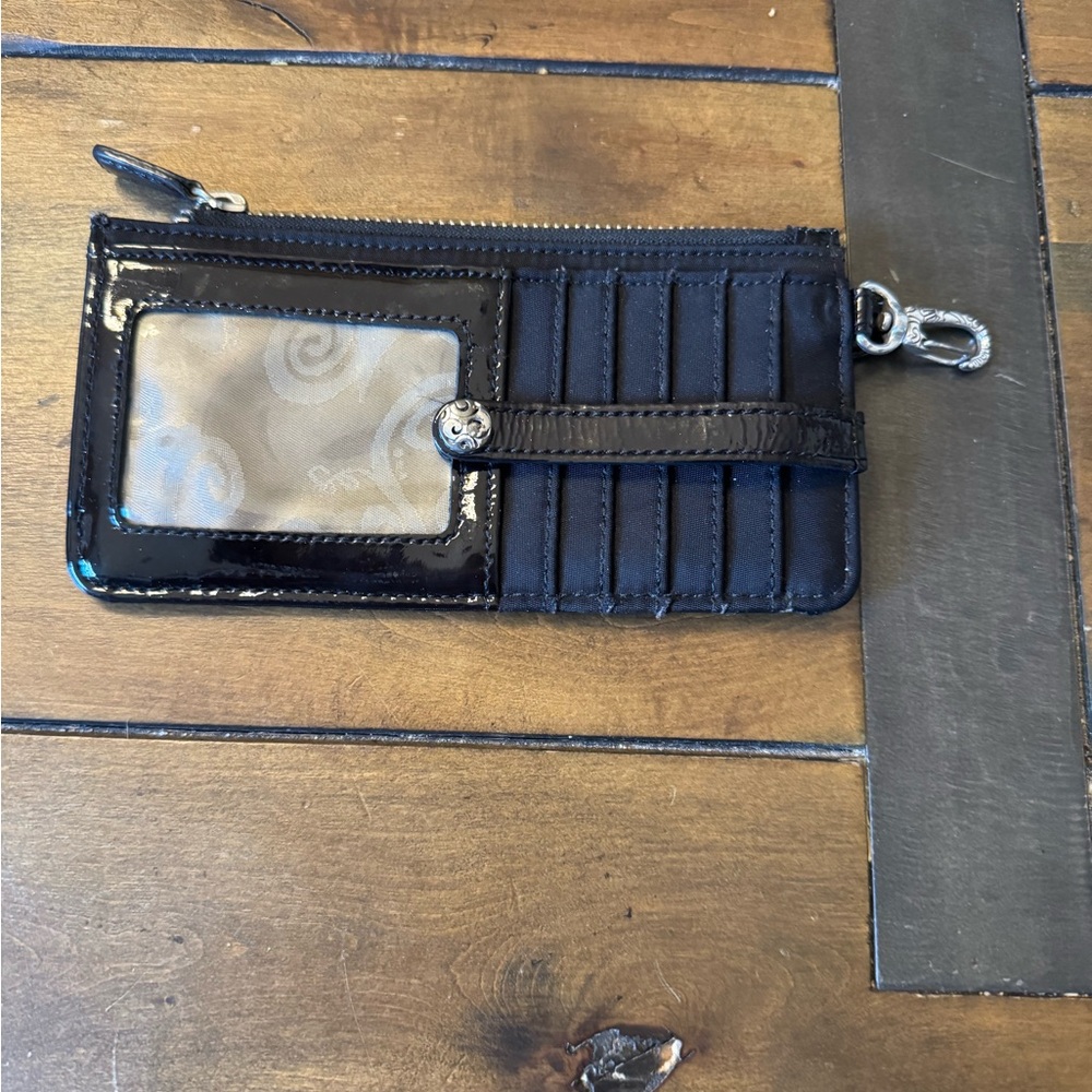 Brighton Black microfiber & leather card wallet